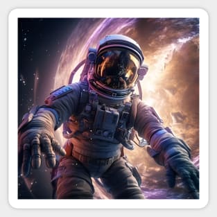 Exploring cosmic limits: An astronaut immersed in the vastness of space. Sticker